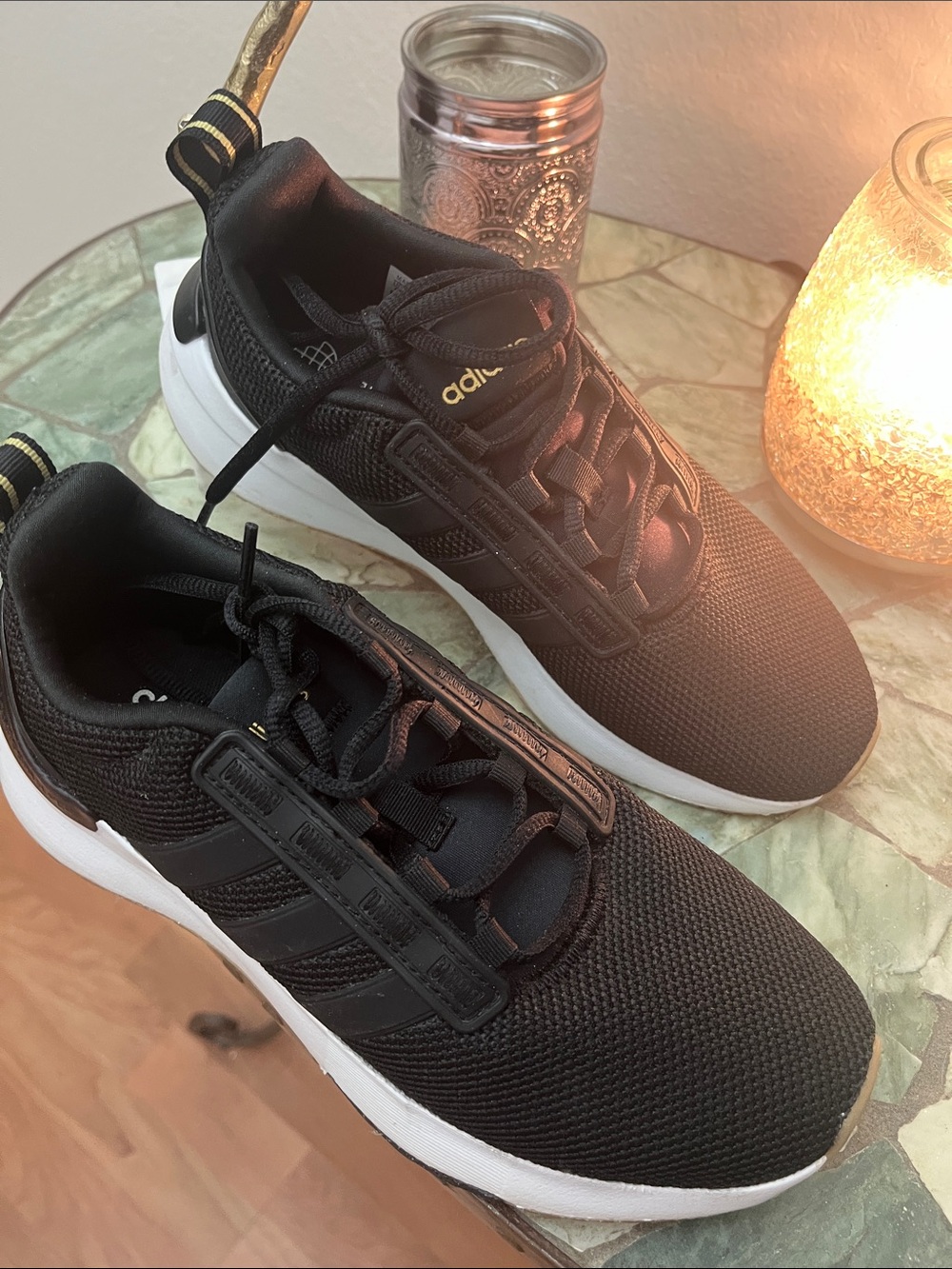 adidas Cloudfoam super Black and White Athletic Sneakers